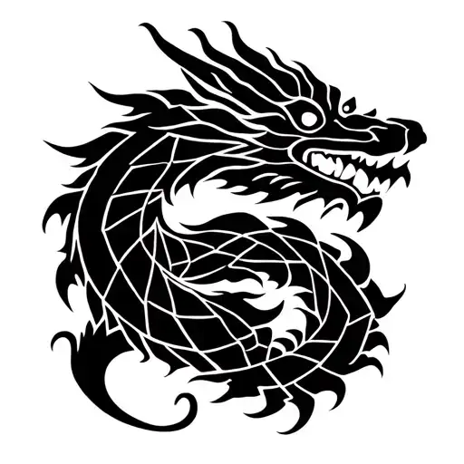 Vietnamese dragon coiled tattoo design idea