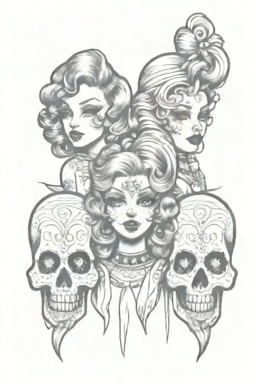 pinup dolls southern style tattoo design idea