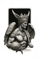 Hermes messenger god, winged crown, greek art, Greek symbolism tattoo design idea