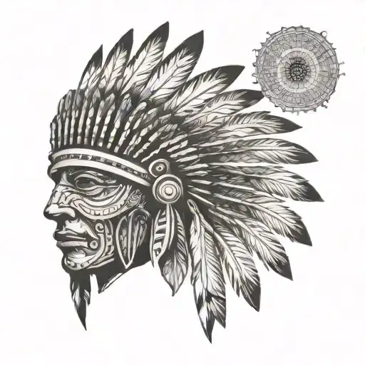 Native American Headress no face tattoo design idea