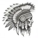 Native American Headress no face tattoo design idea