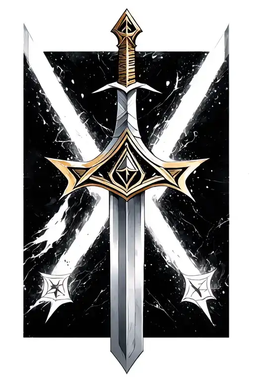 master sword from legend of zelda with triforce tattoo design idea