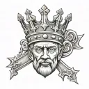 king head three crosses crown tattoo design idea