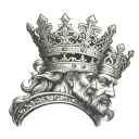 king head three crosses crown tattoo design idea