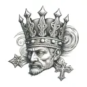 king head three crosses crown tattoo design idea