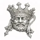 king head three crosses crown tattoo design idea