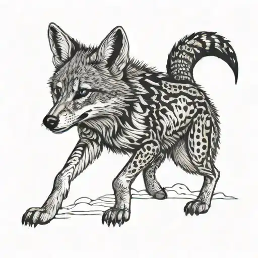 jackal in a sunset tattoo design idea