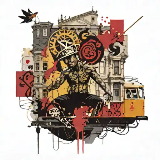 A Guatemalan man painting the City Hall of San Francisco Gold tattoo design idea