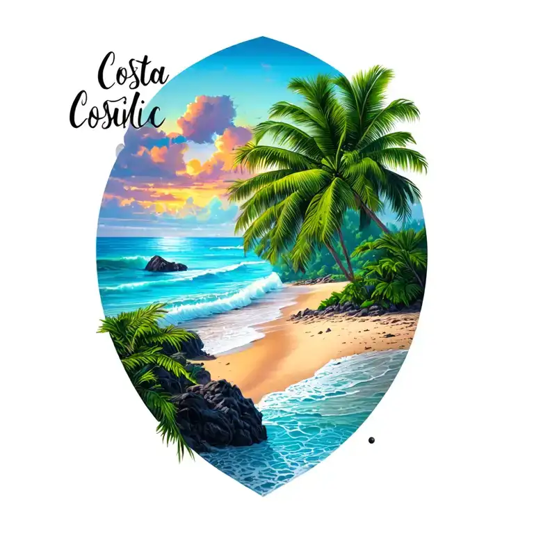 costa rica pacific beach scene inspired tattoo design idea