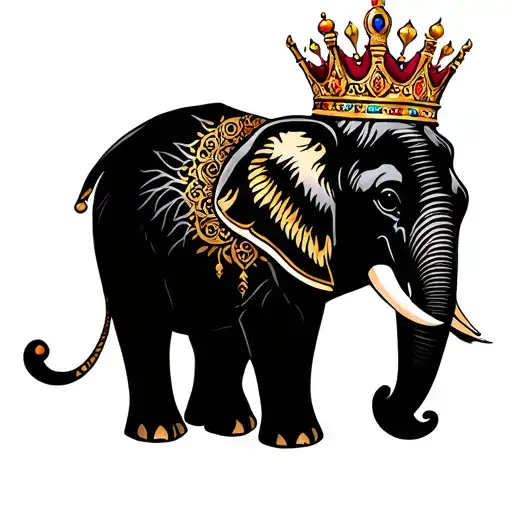 elephant with a crown tattoo design idea