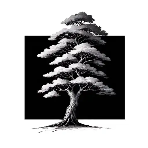 Minimalist Ceiba Tree tattoo design idea