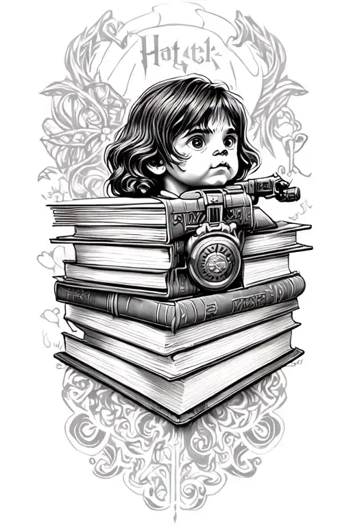 Star Wars, Harry Potter, children, books tattoo design idea