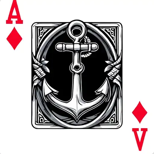 red Jack of diamonds playing card with an anchor inside  tattoo design idea