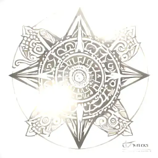 Aztec calendar inside Filipino sun tattoo design idea