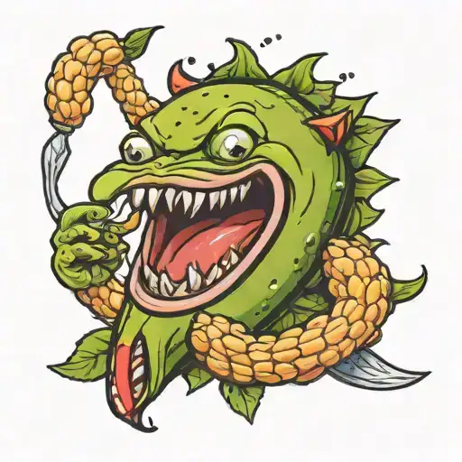 pickle eating a pickle tattoo design idea