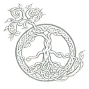 Celtic knotwork design incorporating Yggdrasil tree and Triquenta  tattoo design idea