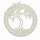 Celtic knotwork design incorporating Yggdrasil tree and Triquenta  tattoo design idea