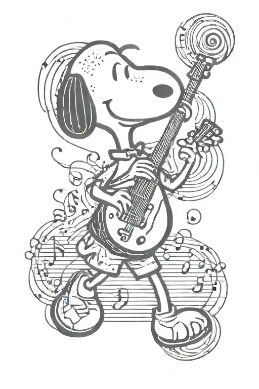 snoopy music tattoo design idea