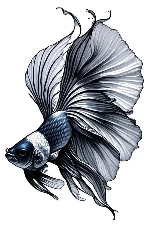 siamese betta fish swimming tattoo design idea
