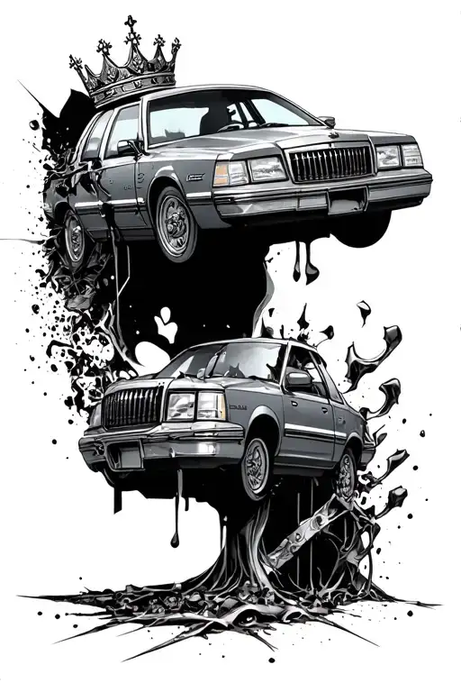 Crown Victoria P71 destroyed tattoo design idea