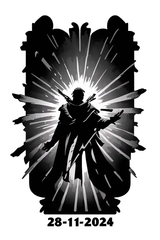 "28-11-2024" roman pilar with light rays coming tattoo design idea