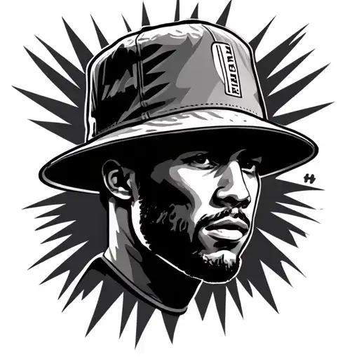 football fan with flare and buckethat on his head tattoo design idea