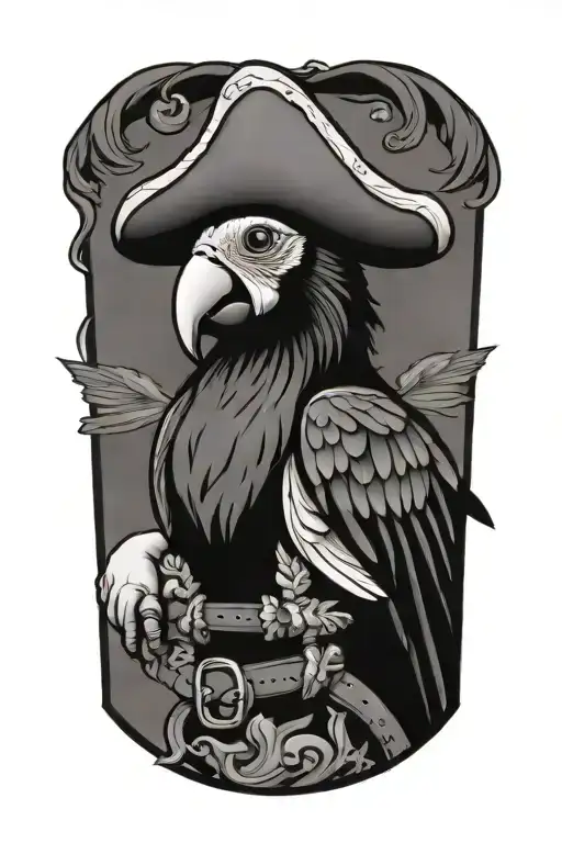 parrot pirate tattoo design idea