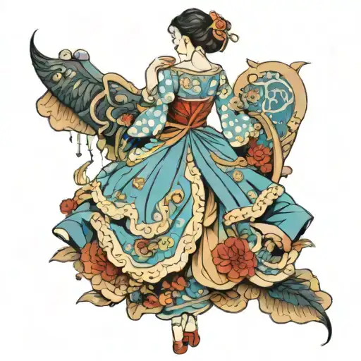 cinderella dress tattoo design idea