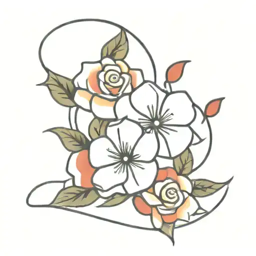 fan and red roses tattoo design idea