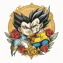 vegeta and bra tattoo design idea