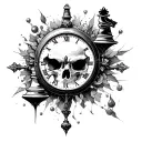 chess piece death clock tattoo design idea