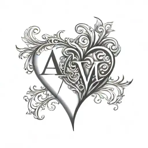 heart initials A and V incorporated tattoo design idea