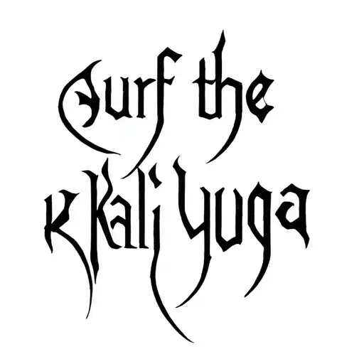 surf the kali yuga minimalist black work gothick style lettering  tattoo design idea