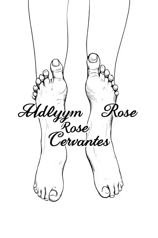 "Adelynn Rose Cervantes" baby feet prints tattoo design idea