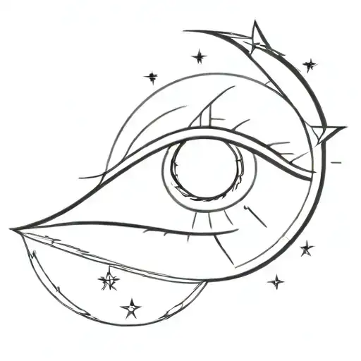 a eye with a nothern star in the pupil tattoo design idea