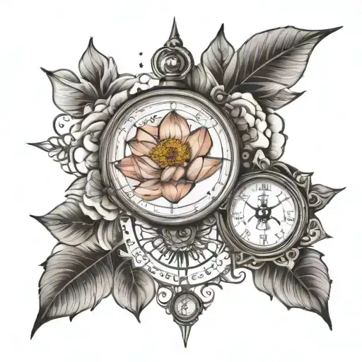 1. ANTIQUE COMPASS 2. ANTIQUE CLOCK 3. Lotus flower tattoo design idea