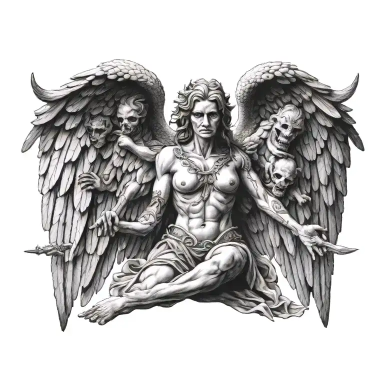 angel death love family strength courage tattoo design idea