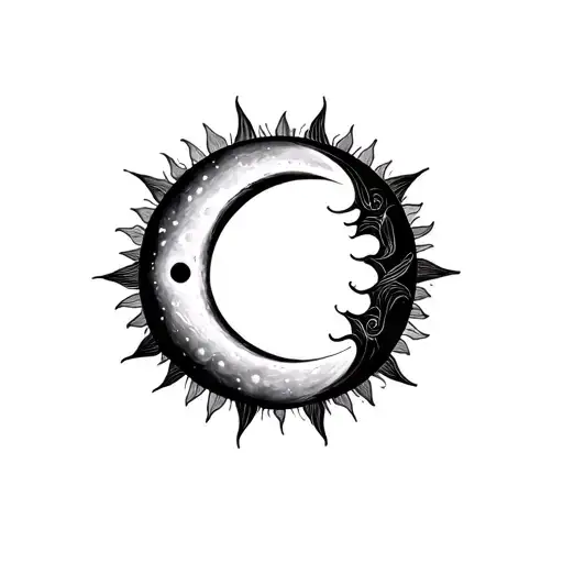 sun and moon intertwined tattoo design idea