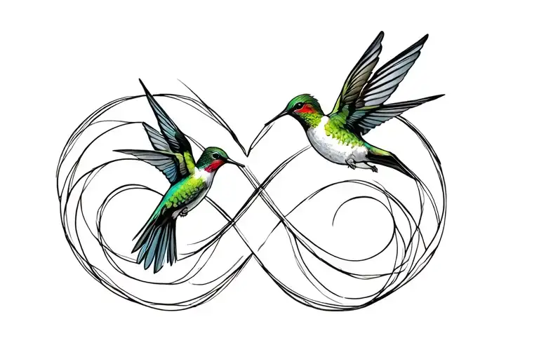 infinity sign and hummingbirds tattoo design idea