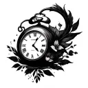 Create minimalist tattoo designs with elements related to time, and add some persons in the design too tattoo design idea