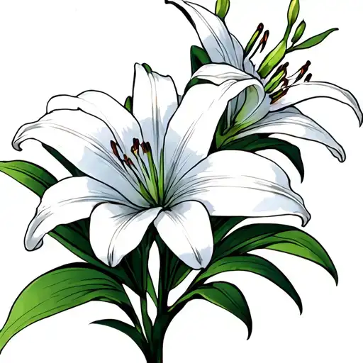white double Asiatic Lily tattoo design idea