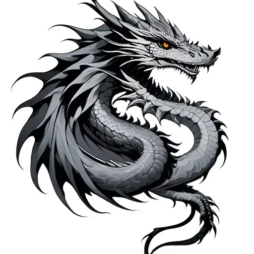 Fine Line Dragon tattoo design idea