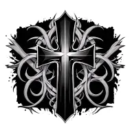 cyber sigilism cross tattoo tattoo design idea