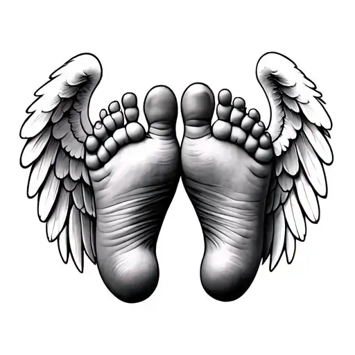 Baby Feet With Angel Wings tattoo design idea