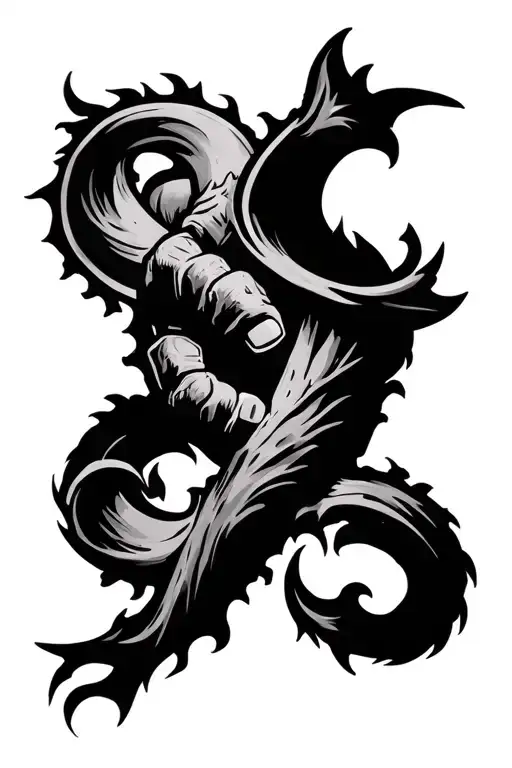 Dualism, goodness and evil, bright forces against the dark forces, fighting club, the calculation of Lerchyst, on the forearm size 18x9 tattoo design idea