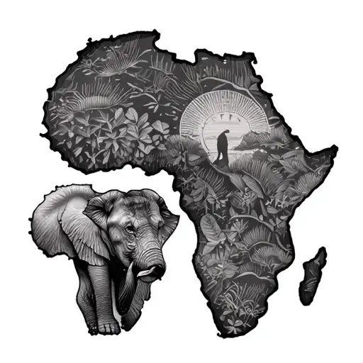 map of africa big five tattoo design idea