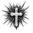 Cross with birthday 5/23/2007 under it in roman numerals tattoo design idea