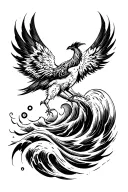 pheonix and compas neptun waves tattoo design idea