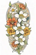 snowdrop, rose, marigold, octopus tattoo design idea