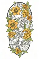 snowdrop, rose, marigold, octopus tattoo design idea
